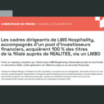 LWS Hospitality - Acquisition des titres de la filiale
